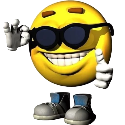 Yellow Emoji wearing sunglasses impressed